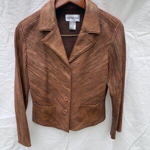 NEWPORT NEWS 100% Genuine Leather Brown Jacket Womens
